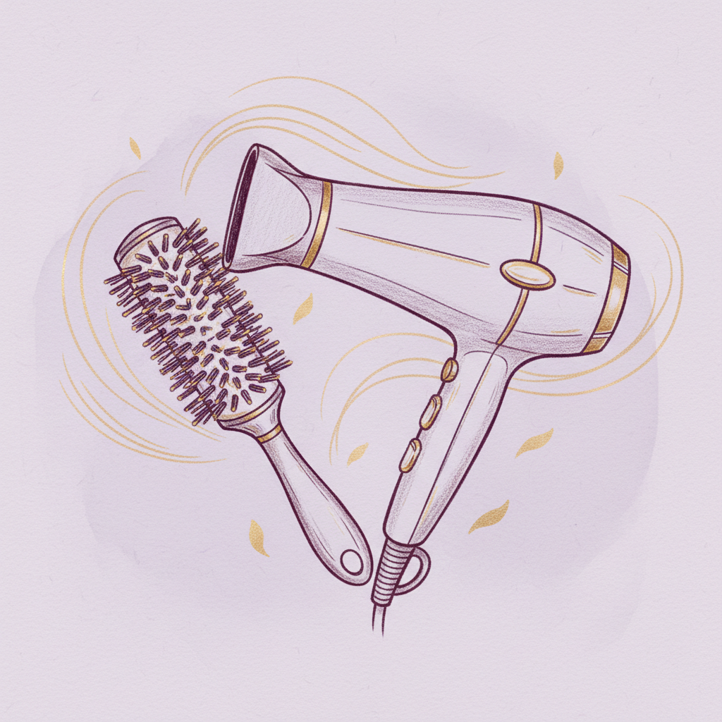 Ilustración editorial del servicio: Brushing y styling.